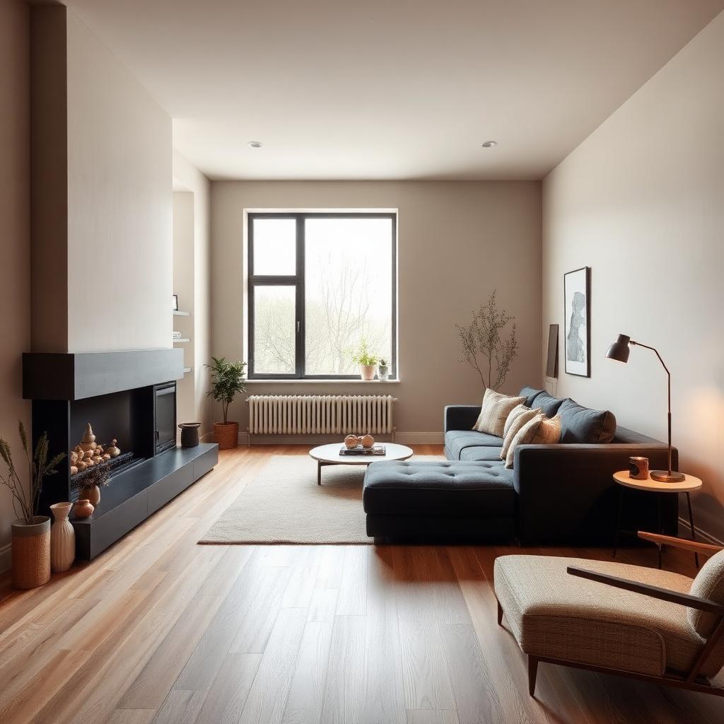 Warm modern living room interior